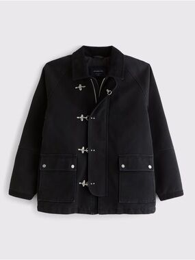 Abercrombie & Fitch Black Military-Style Toggle Jacket